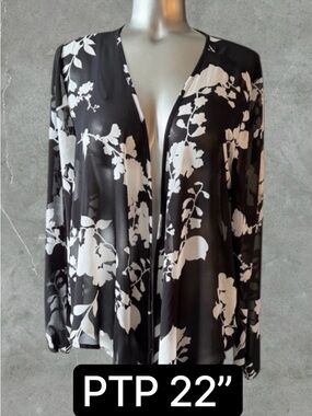 $10 Add-on | Monochrome Floral Cover Up Blouse